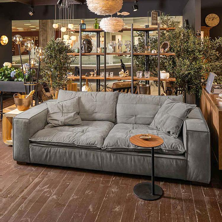 Трёхместный кожаный диван Сити, ножки цвета латуни City 3 Seater, Brass Metal Leather RM